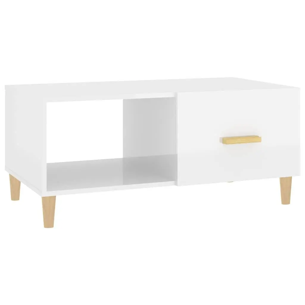Coffee Table White High Gloss Modern Storage Compartments Living Room Furniture