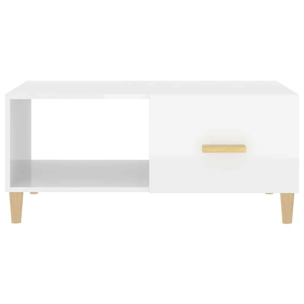 Coffee Table White High Gloss Modern Storage Compartments Living Room Furniture