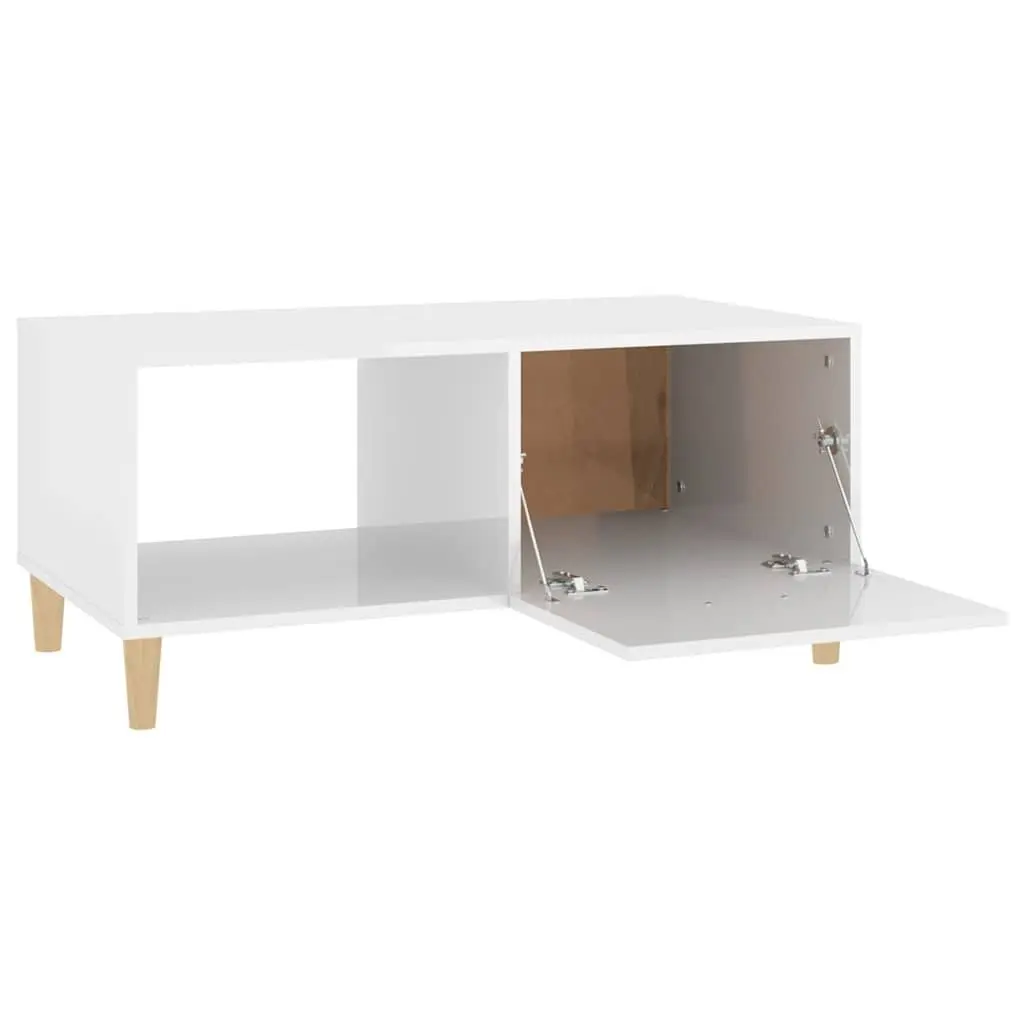 Coffee Table White High Gloss Modern Storage Compartments Living Room Furniture