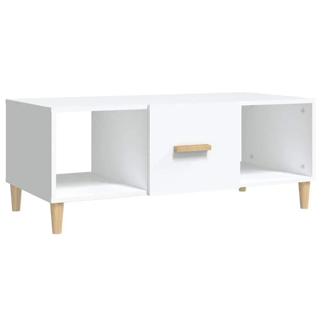 Coffee Table White Engineered Wood 102x50x40cm with Storage Drawer