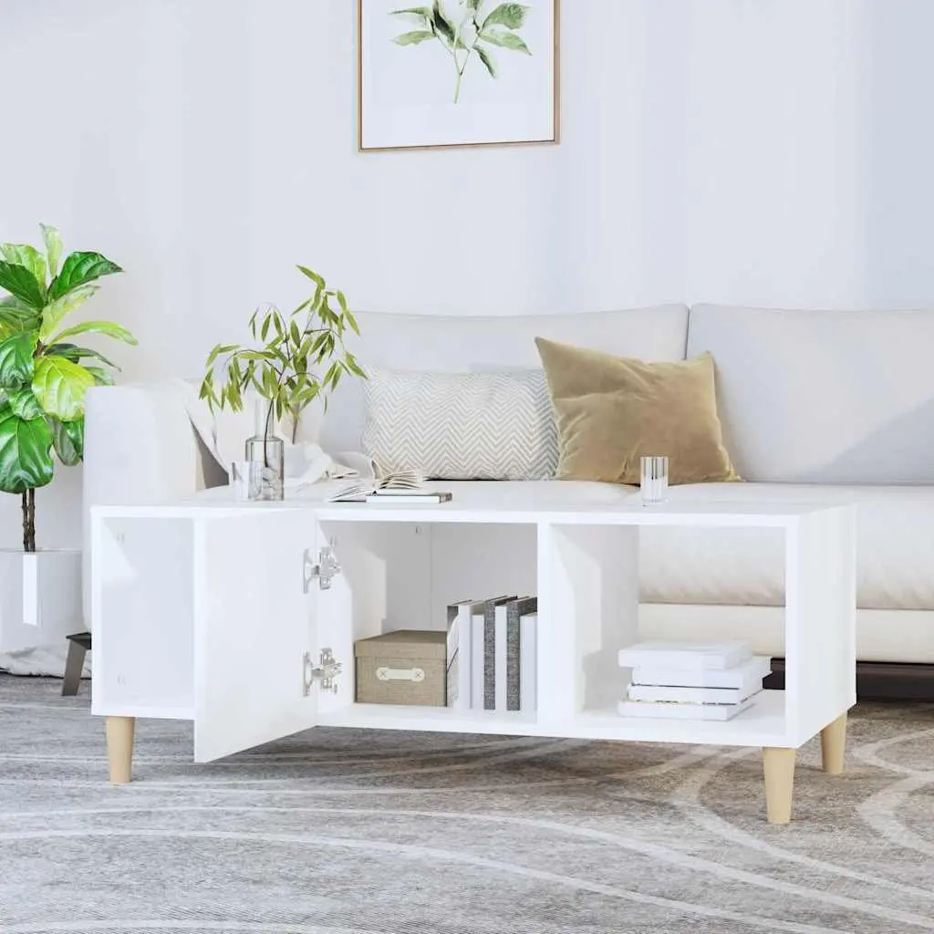 Coffee Table White Engineered Wood 102x50x40cm with Storage Drawer