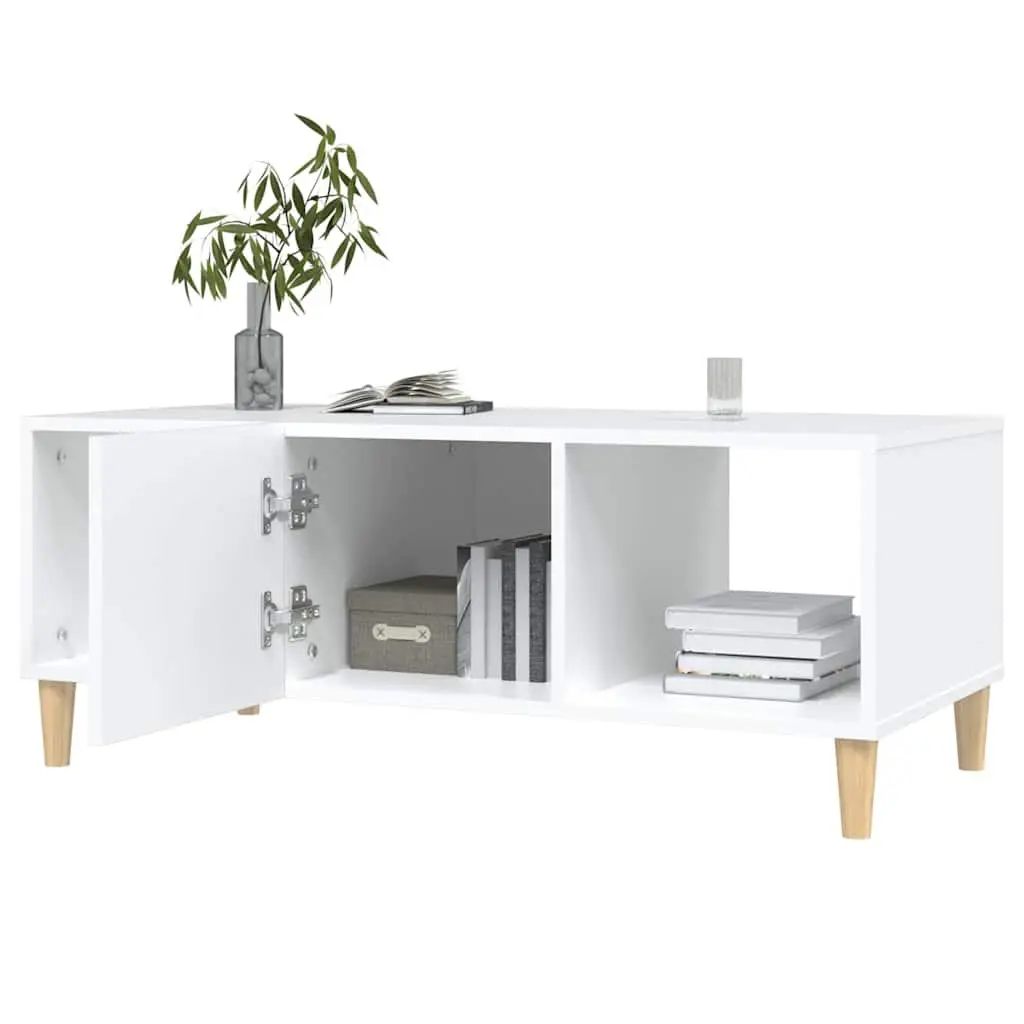 Coffee Table White Engineered Wood 102x50x40cm with Storage Drawer