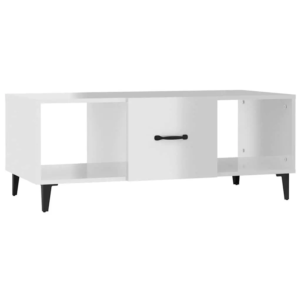 Coffee Table High Gloss White Modern with Storage Compartments 102 x 50 x 40 cm