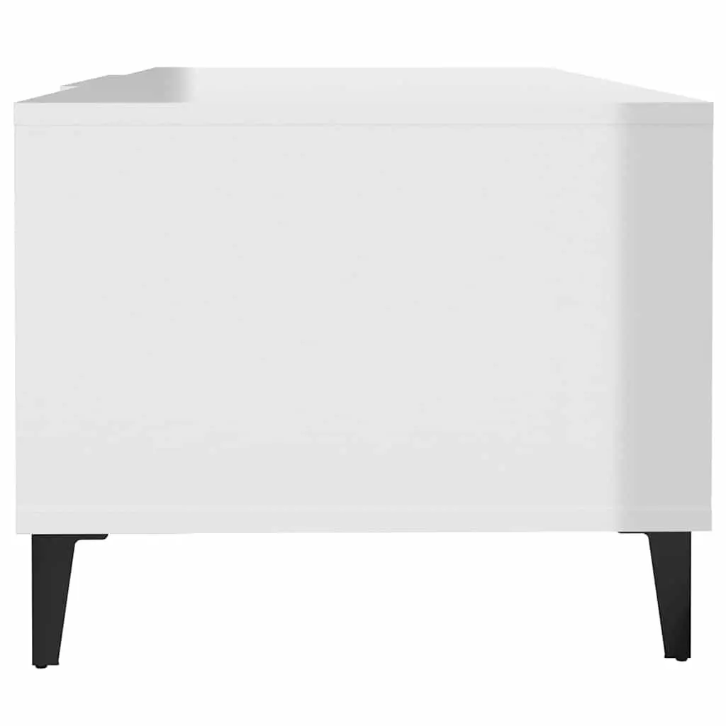 Coffee Table High Gloss White Modern with Storage Compartments 102 x 50 x 40 cm