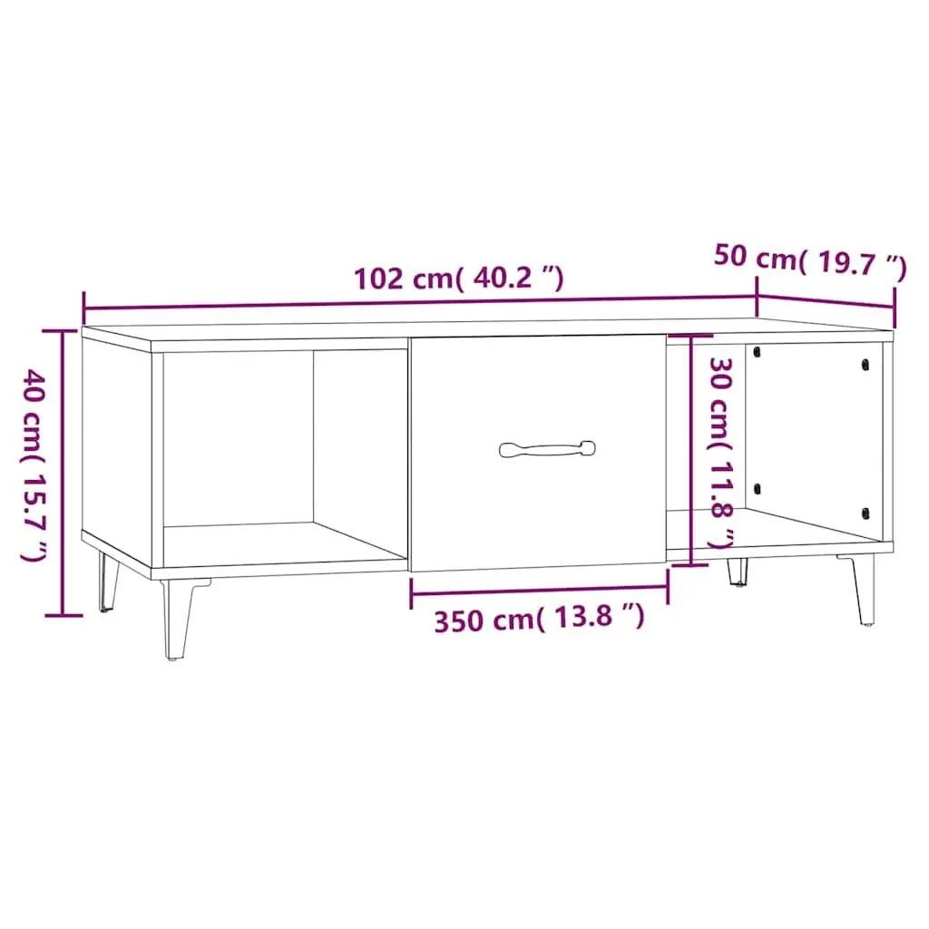 Coffee Table High Gloss White Modern with Storage Compartments 102 x 50 x 40 cm