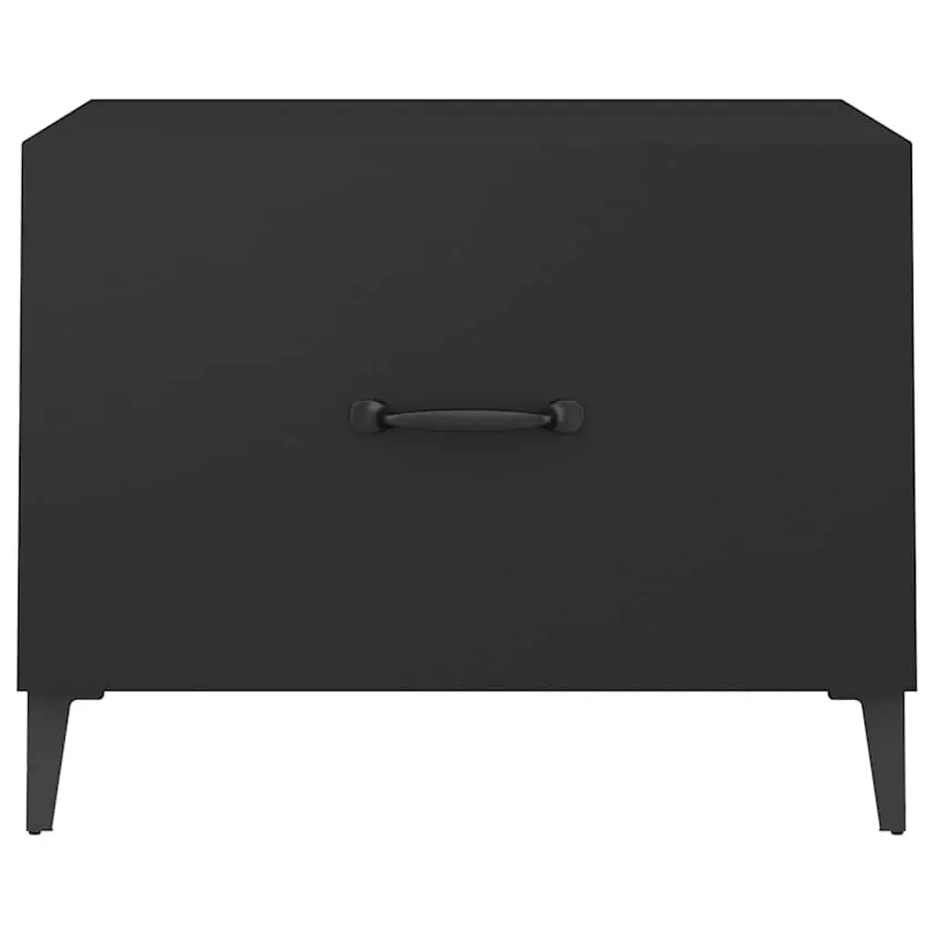 Coffee Table Set Industrial Black 50x50x40 cm 2 pcs with Metal Legs and Storage Drawer