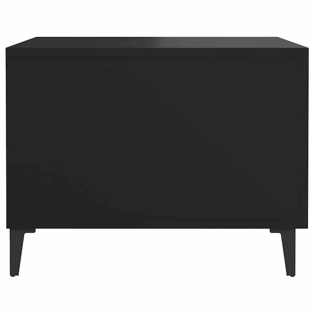 Coffee Table Set Industrial Black 50x50x40 cm 2 pcs with Metal Legs and Storage Drawer