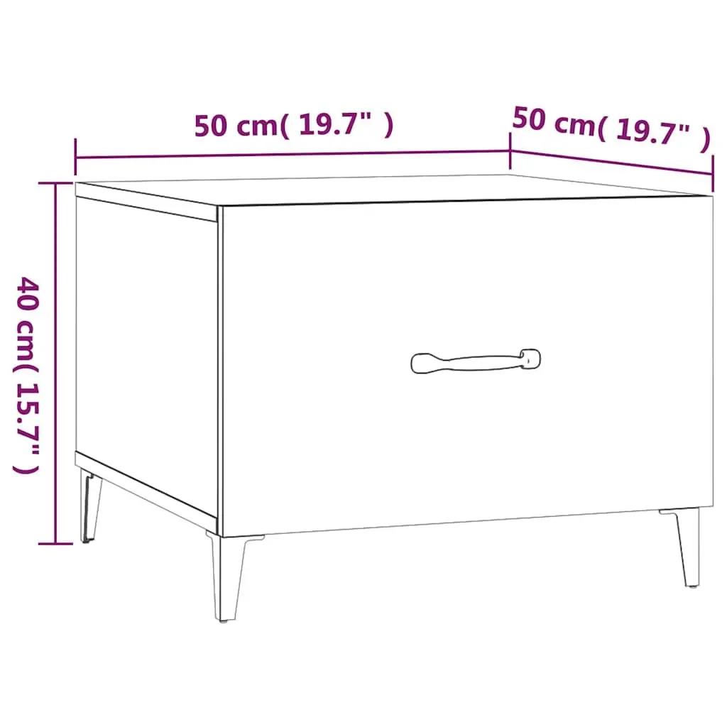 Coffee Table Set Industrial Black 50x50x40 cm 2 pcs with Metal Legs and Storage Drawer