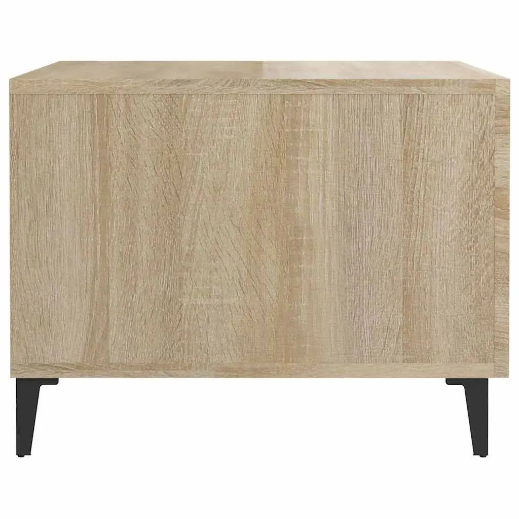Coffee Table 50x50x40cm Set of 2 with Metal Legs Storage Drawer Brown