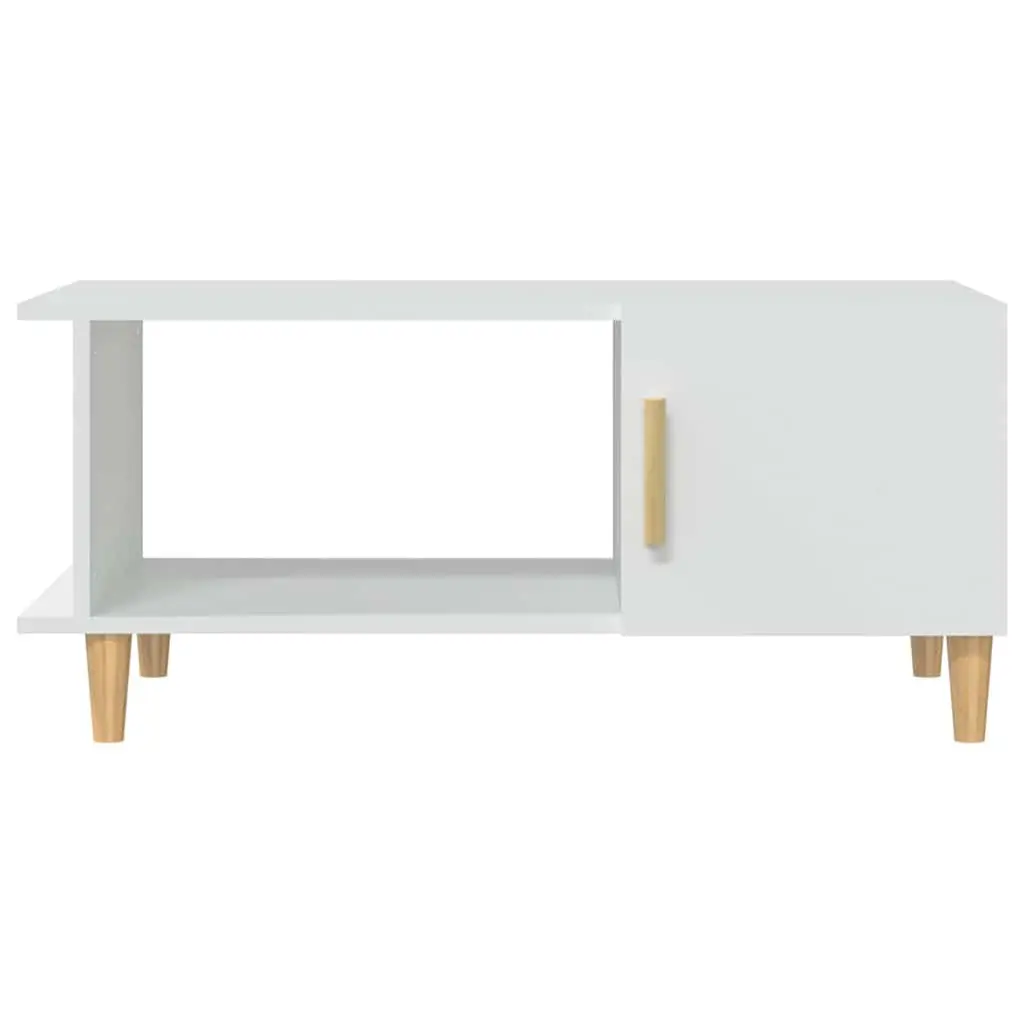 Coffee Table White Storage Compartment Shelf Engineered Wood Living Room
