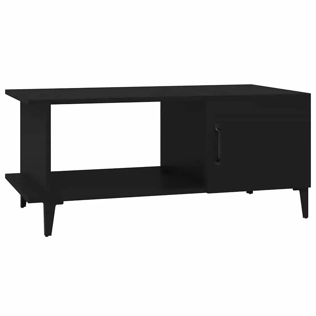Coffee Table Black 90x50x40 cm Engineered Wood Storage Compartment Shelf