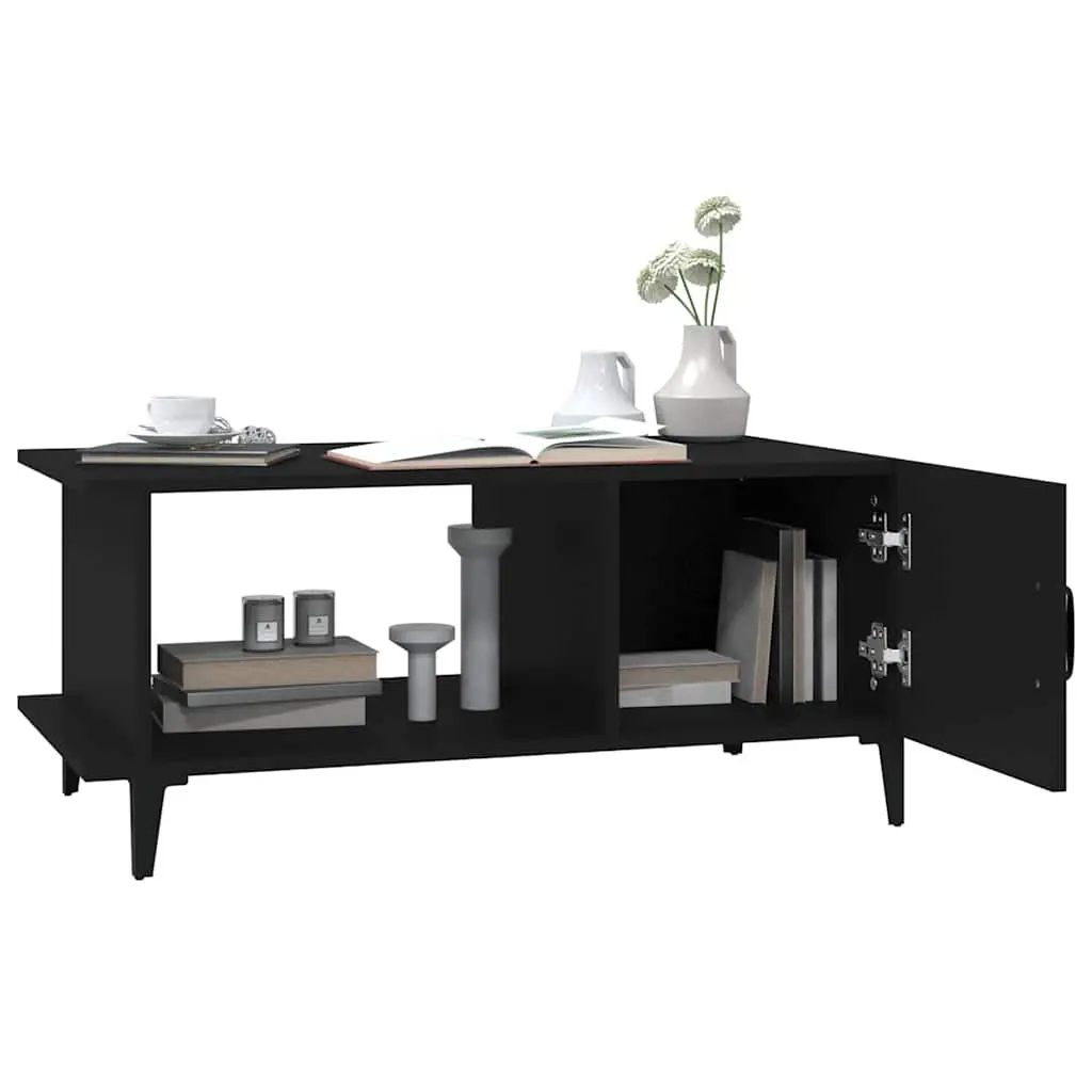 Coffee Table Black 90x50x40 cm Engineered Wood Storage Compartment Shelf