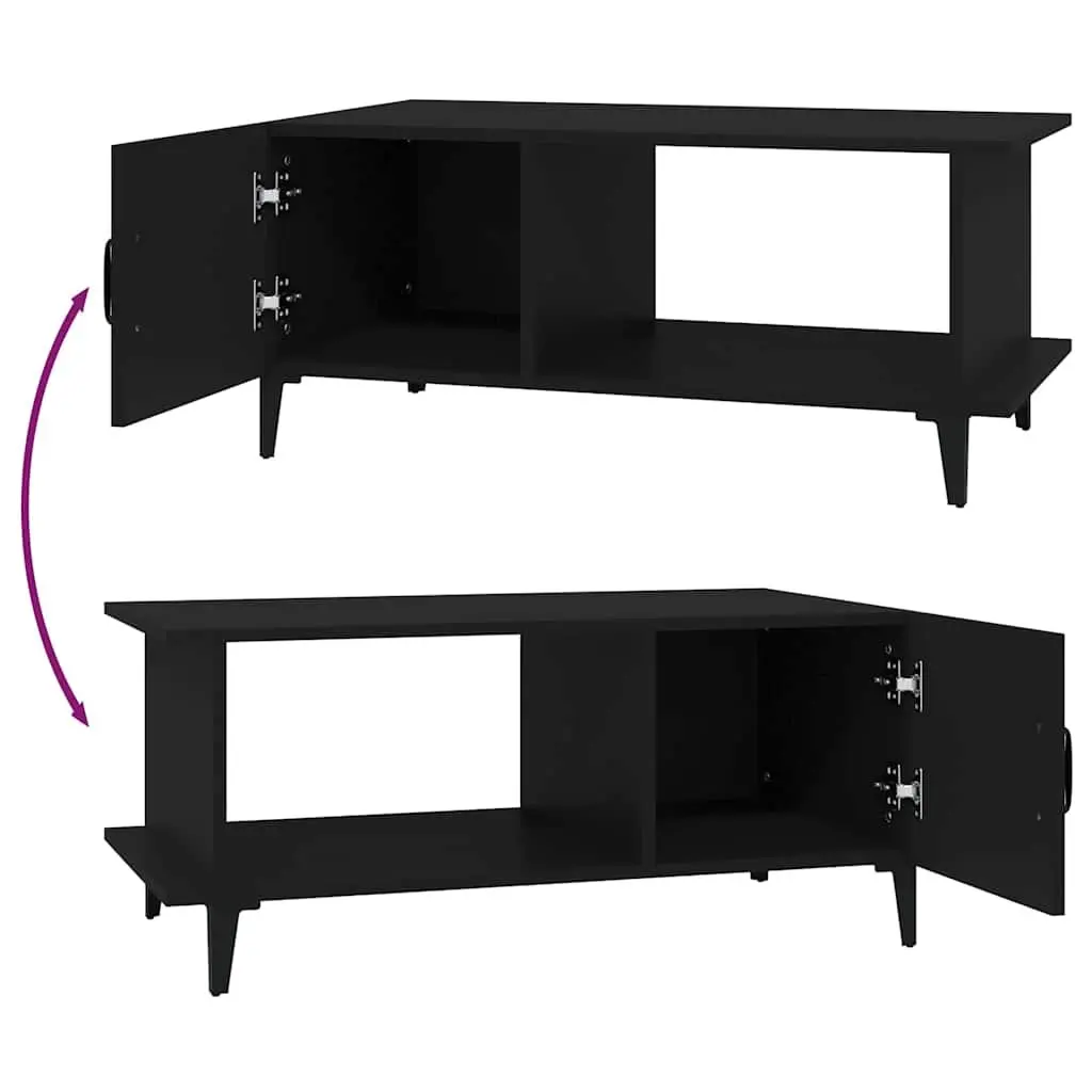 Coffee Table Black 90x50x40 cm Engineered Wood Storage Compartment Shelf