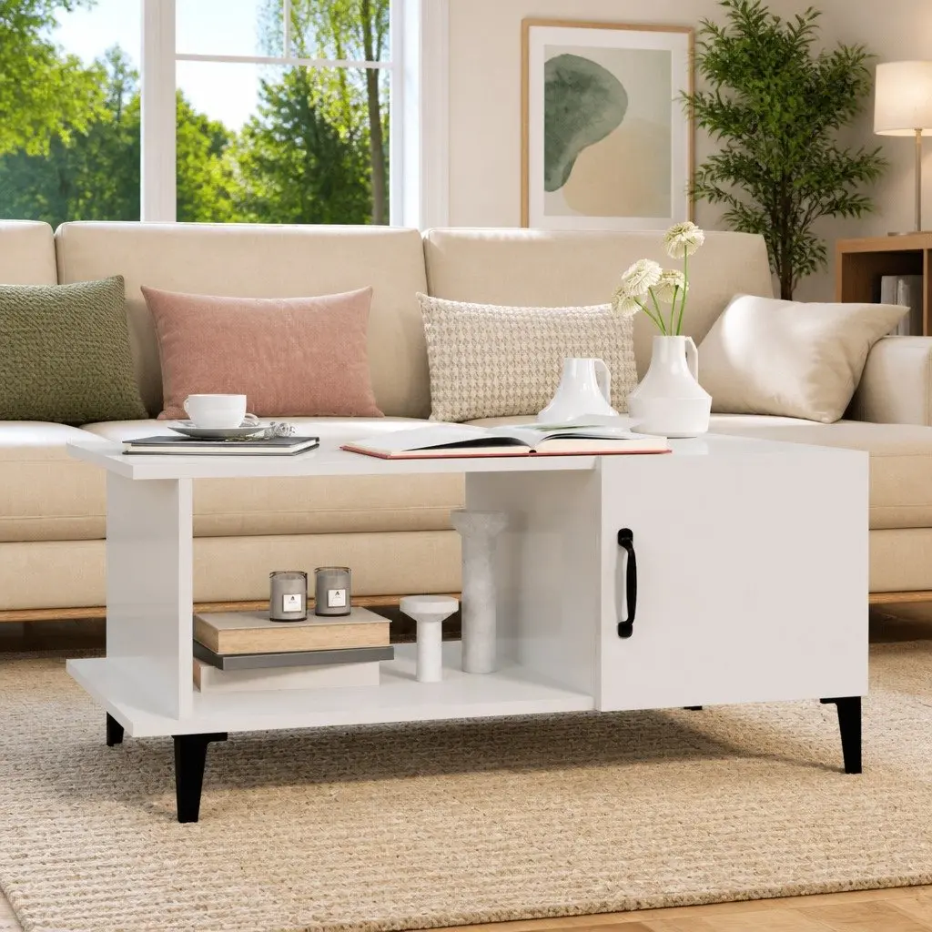 Coffee Table with Storage and Metal Legs