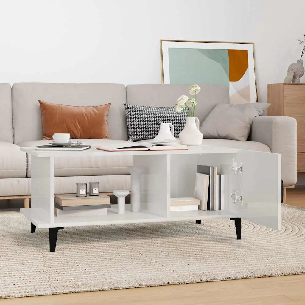 Coffee Table with Storage and Metal Legs