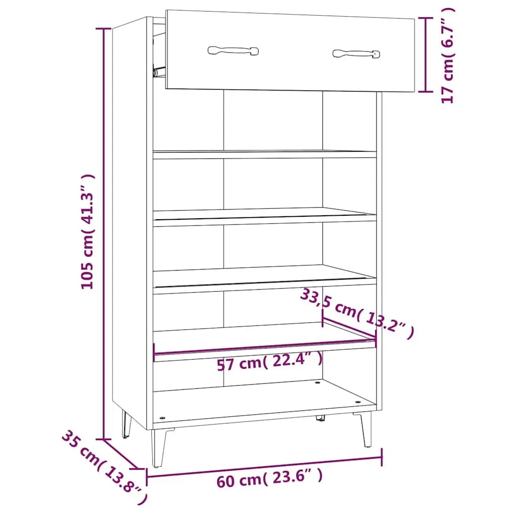 Shoe Cabinet White Engineered Wood Storage Cupboard Hallway Bedroom Furniture