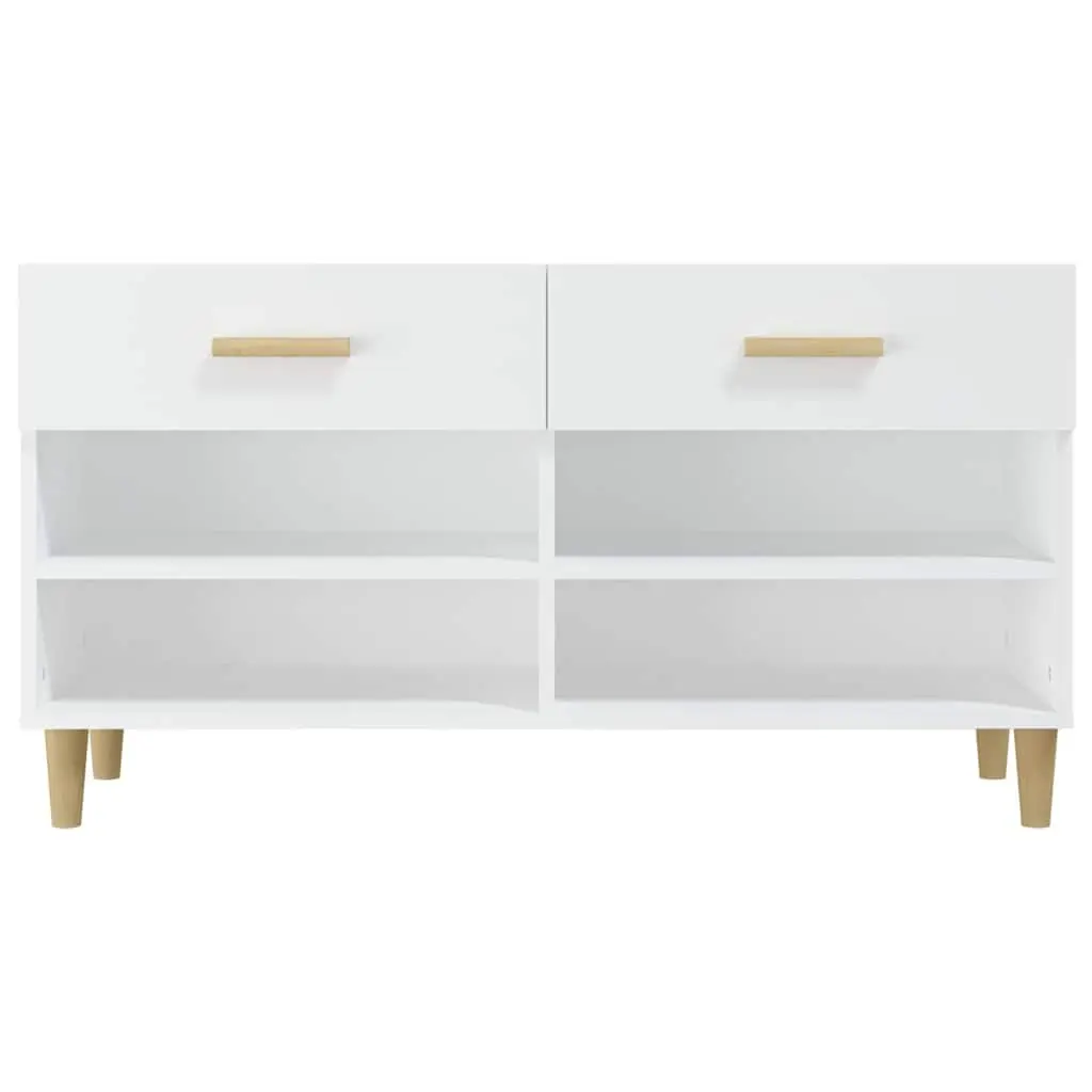 Shoe Cabinet White Organiser 102L x 35W x 55H cm 2 Drawers 4 Compartments