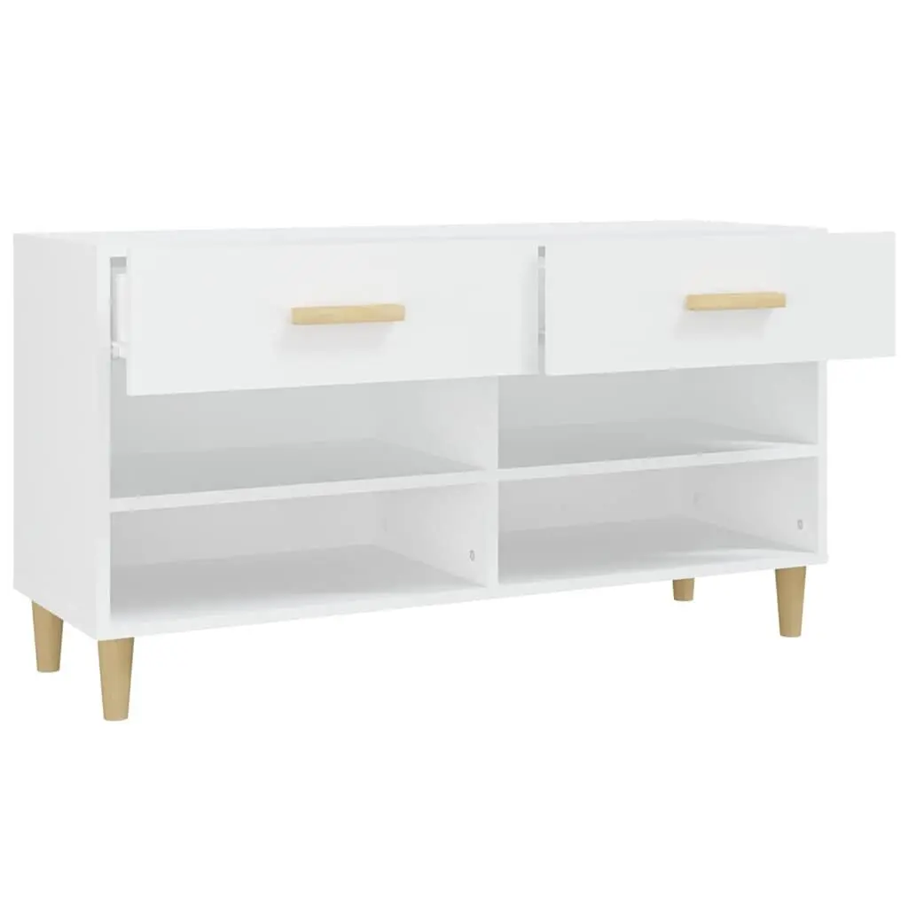 Shoe Cabinet White Organiser 102L x 35W x 55H cm 2 Drawers 4 Compartments
