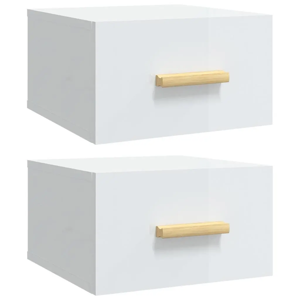 Wall-mounted Bedside Cabinets Floating Nightstands 2 Piece White