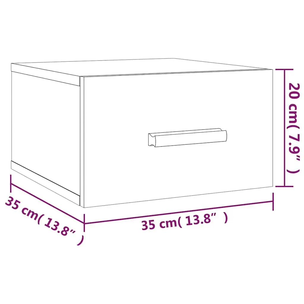 Wall-mounted Bedside Cabinets Floating Nightstands 2 Piece White