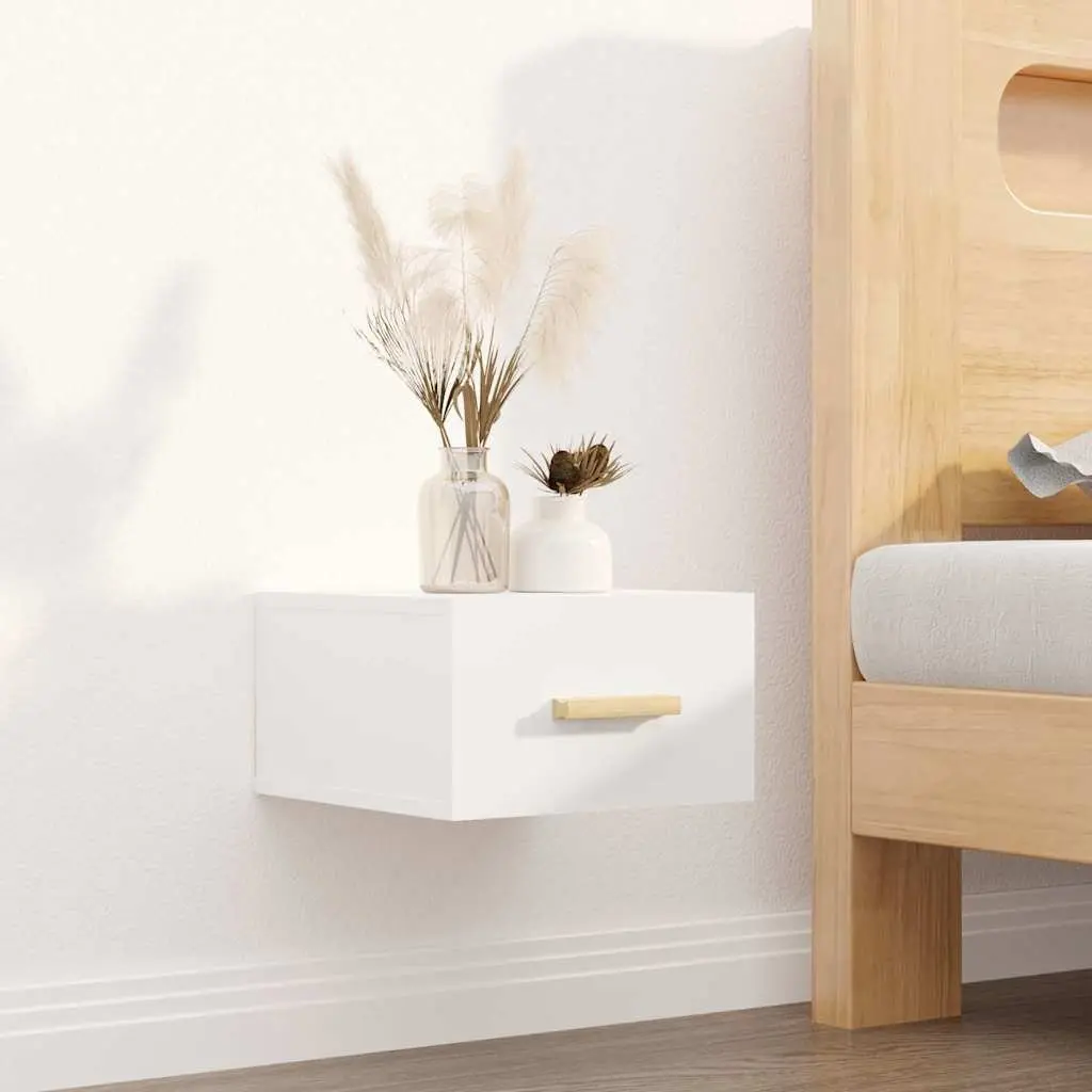 Wall-mounted Bedside Cabinets Floating Nightstands 2 Piece White