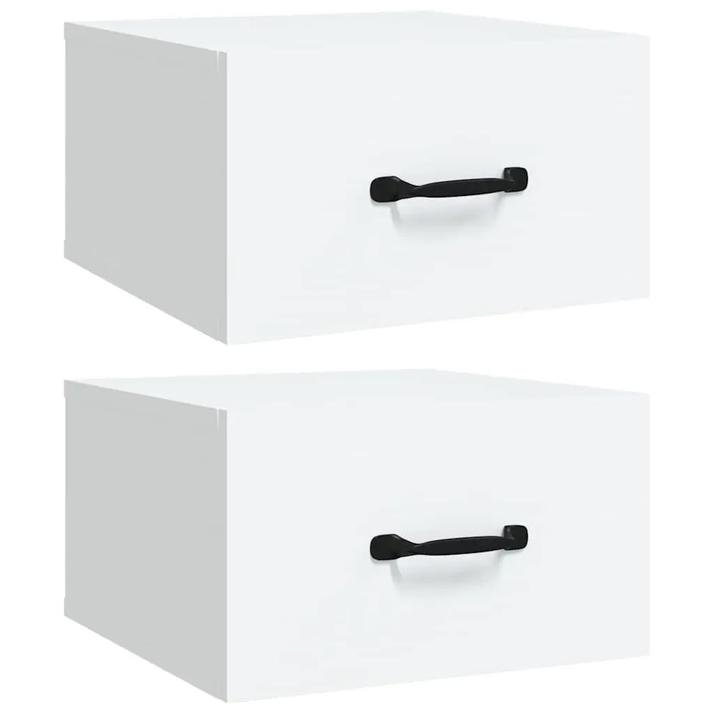 Wall-mounted Bedside Cabinets Set White Floating Night Stands 35 x 35 x 20 cm