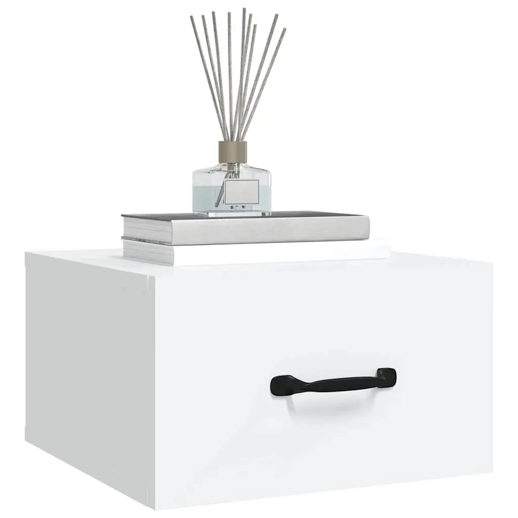 Wall-mounted Bedside Cabinets Set White Floating Night Stands 35 x 35 x 20 cm