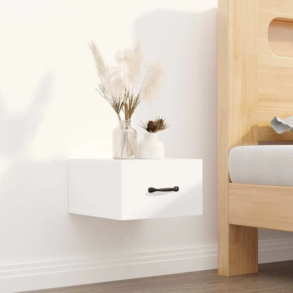 Wall-mounted Bedside Cabinets Set White Floating Night Stands 35 x 35 x 20 cm