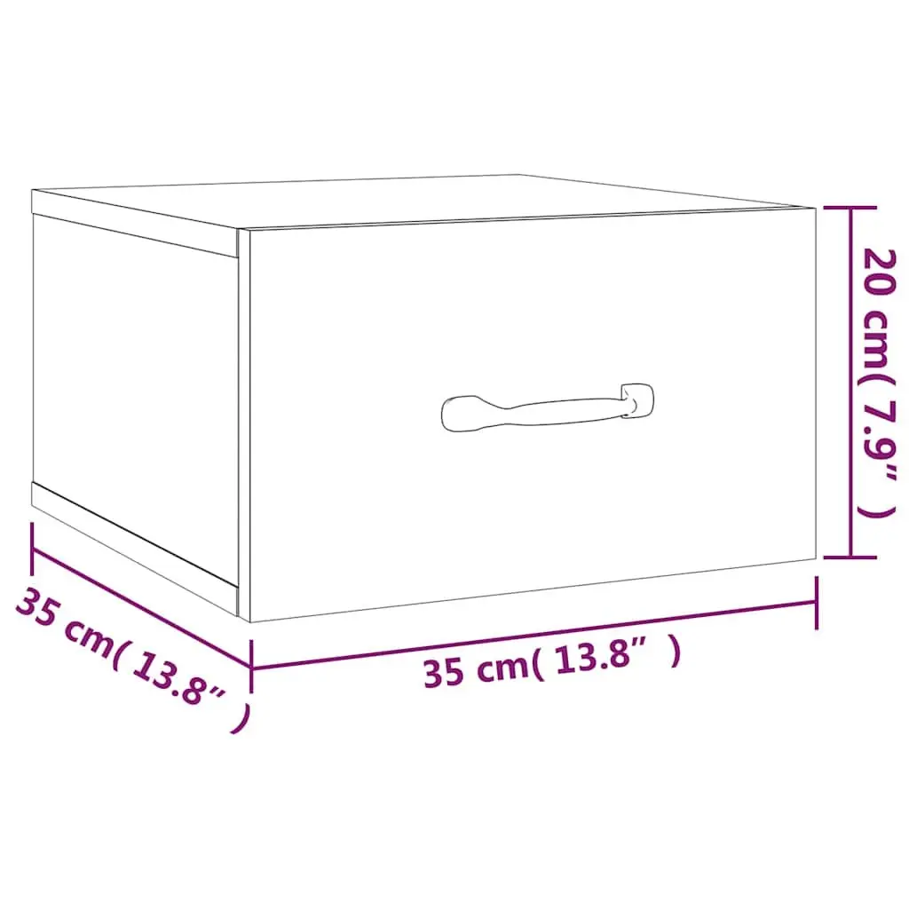 Wall-mounted Bedside Cabinets Set White Floating Night Stands 35 x 35 x 20 cm