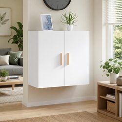 Wall Cabinet Storage Floating Engineered Wood White 60x30x60cm Living Room