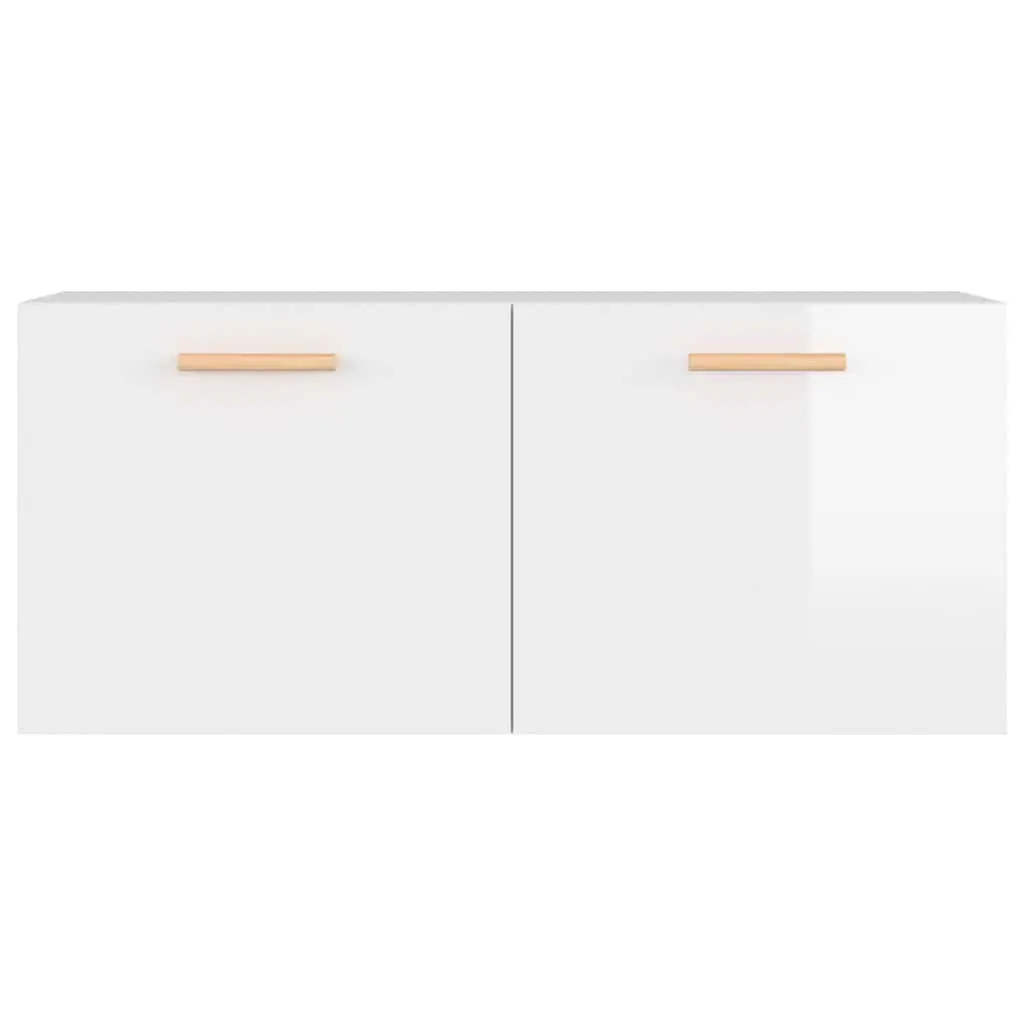 Wall Cabinet High Gloss White Engineered Wood Floating Storage Shelf Living Room
