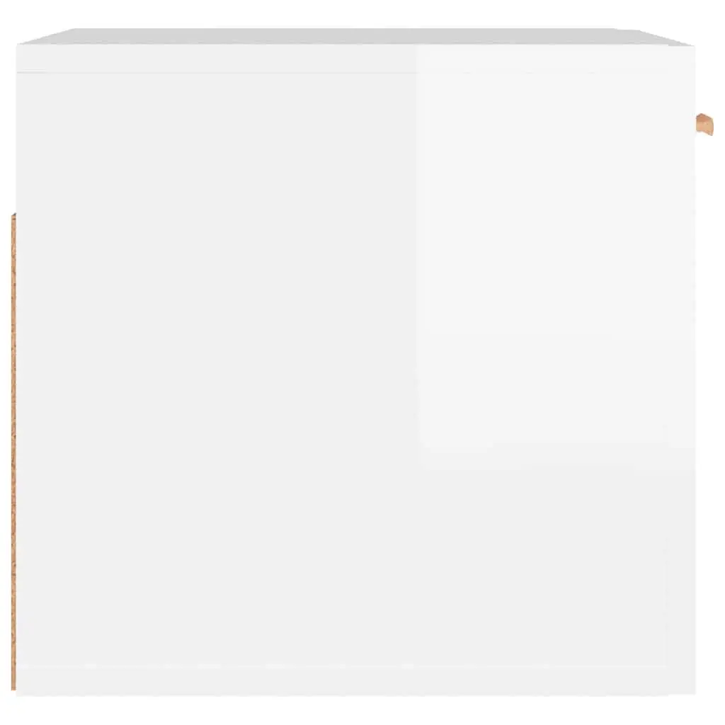 Wall Cabinet High Gloss White Engineered Wood Floating Storage Shelf Living Room