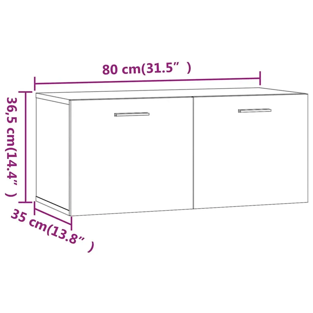 Wall Cabinet High Gloss White Engineered Wood Floating Storage Shelf Living Room