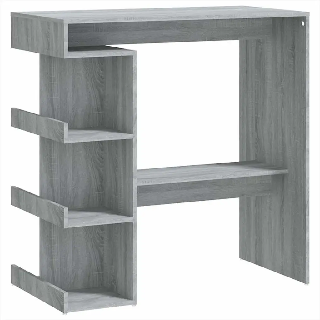 Grey Bar Table with Storage Racks