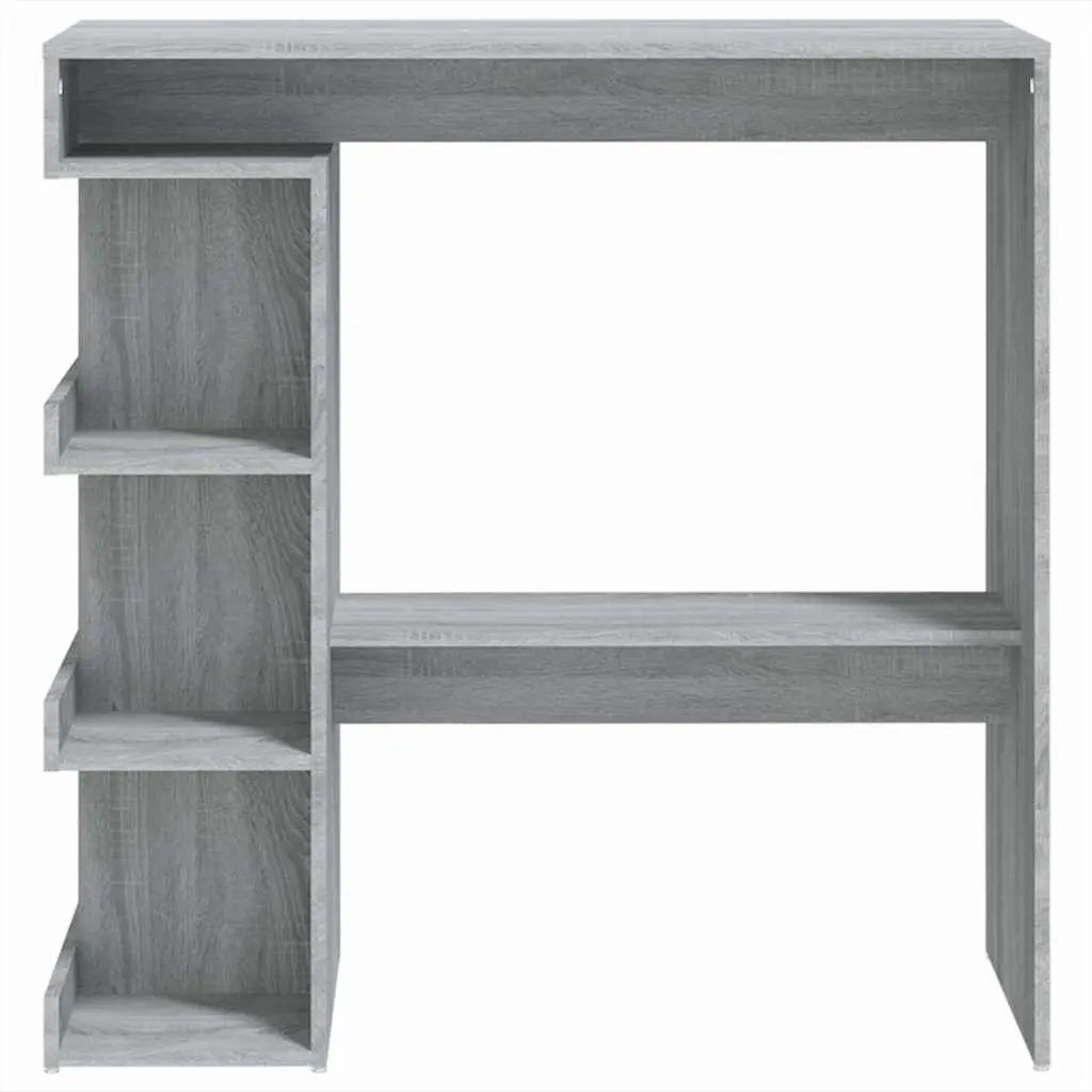 Grey Bar Table with Storage Racks
