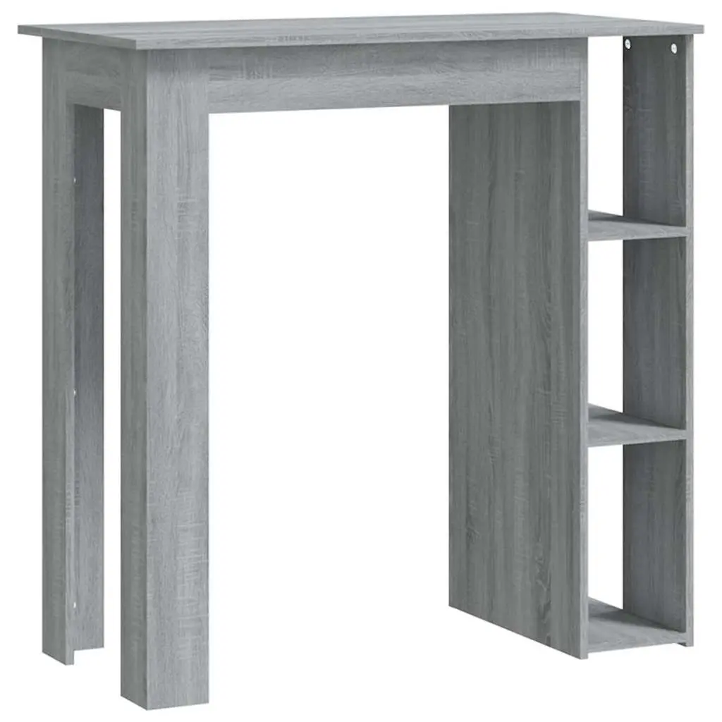 Grey Bar Table with Three Storage Shelves for Kitchen and Dining Areas