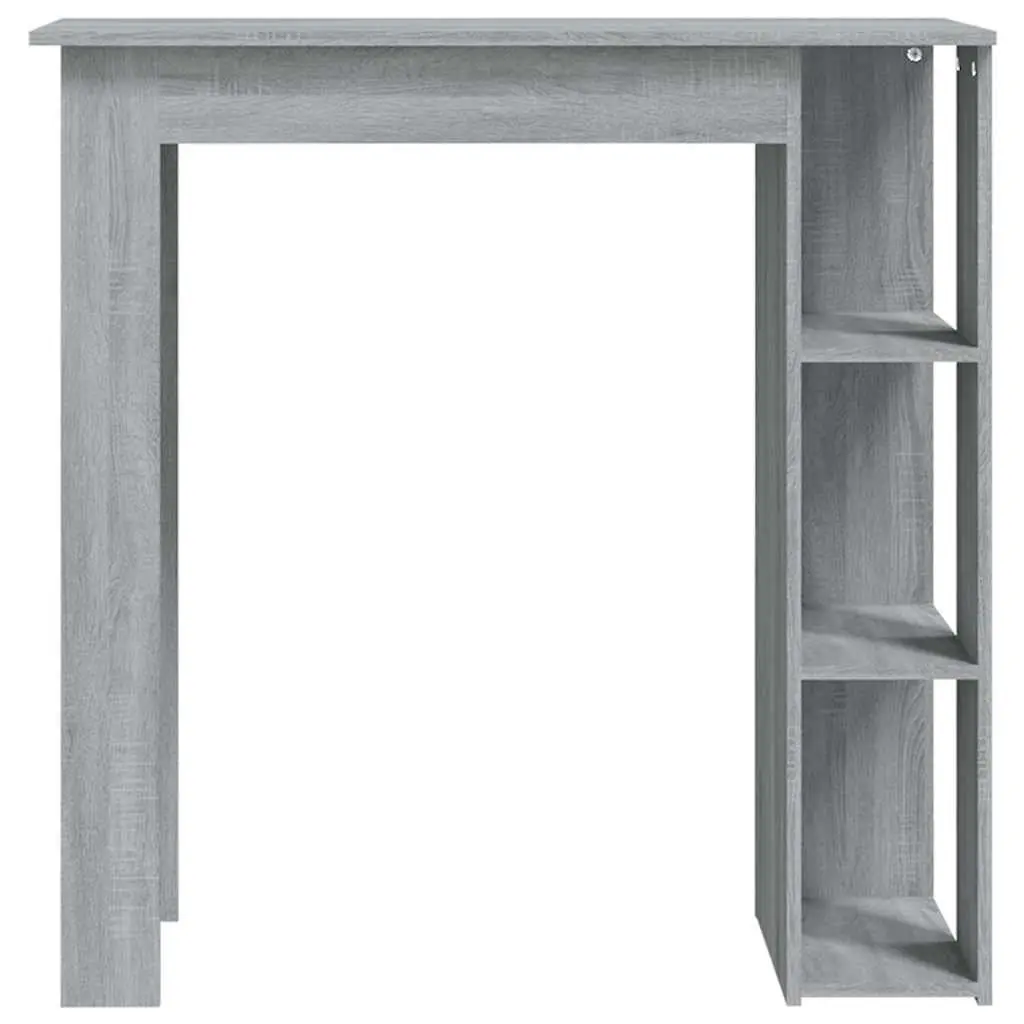 Grey Bar Table with Three Storage Shelves for Kitchen and Dining Areas