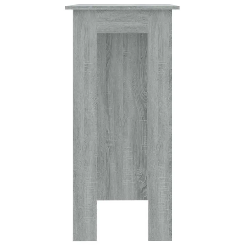 Grey Bar Table with Three Storage Shelves for Kitchen and Dining Areas