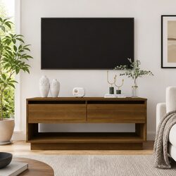 TV Cabinet Brown Oak Living Room Media Storage Unit with Drawers Shelving