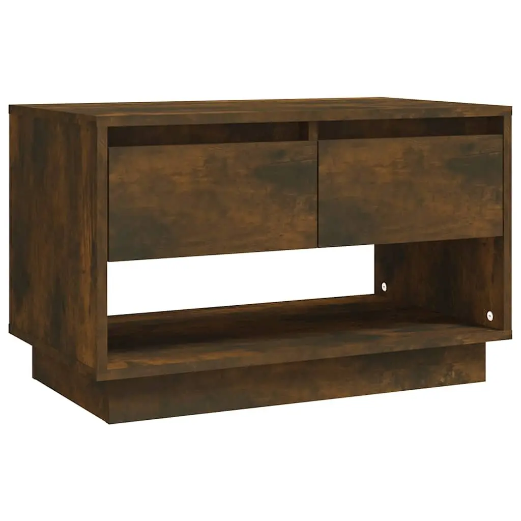 TV Cabinet Brown Lowboard 70 x 41 x 44 cm with 2 Drawers and Open Compartment for Living Room Storage