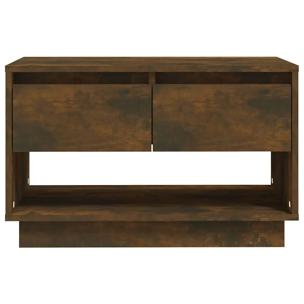 TV Cabinet Brown Lowboard 70 x 41 x 44 cm with 2 Drawers and Open Compartment for Living Room Storage
