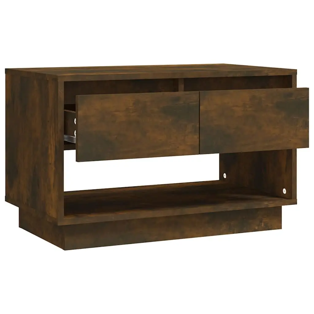 TV Cabinet Brown Lowboard 70 x 41 x 44 cm with 2 Drawers and Open Compartment for Living Room Storage