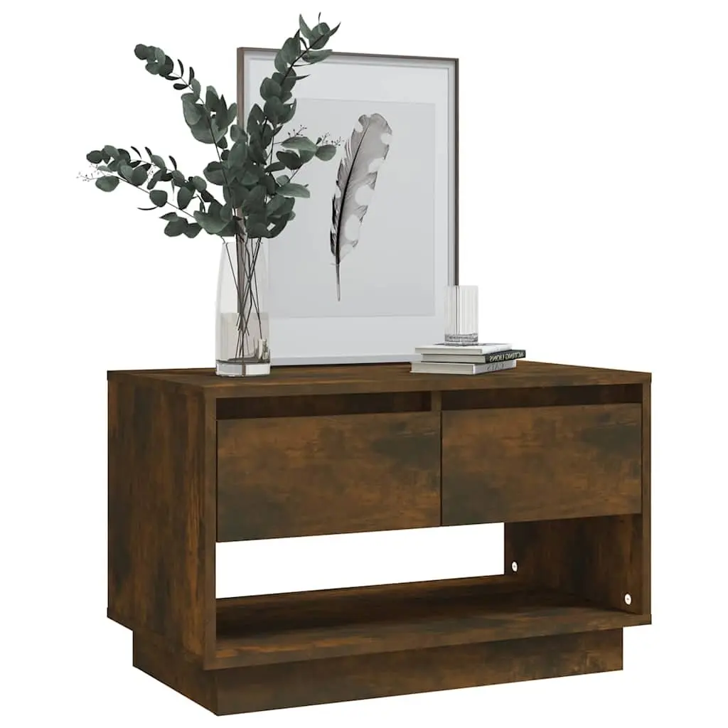 TV Cabinet Brown Lowboard 70 x 41 x 44 cm with 2 Drawers and Open Compartment for Living Room Storage