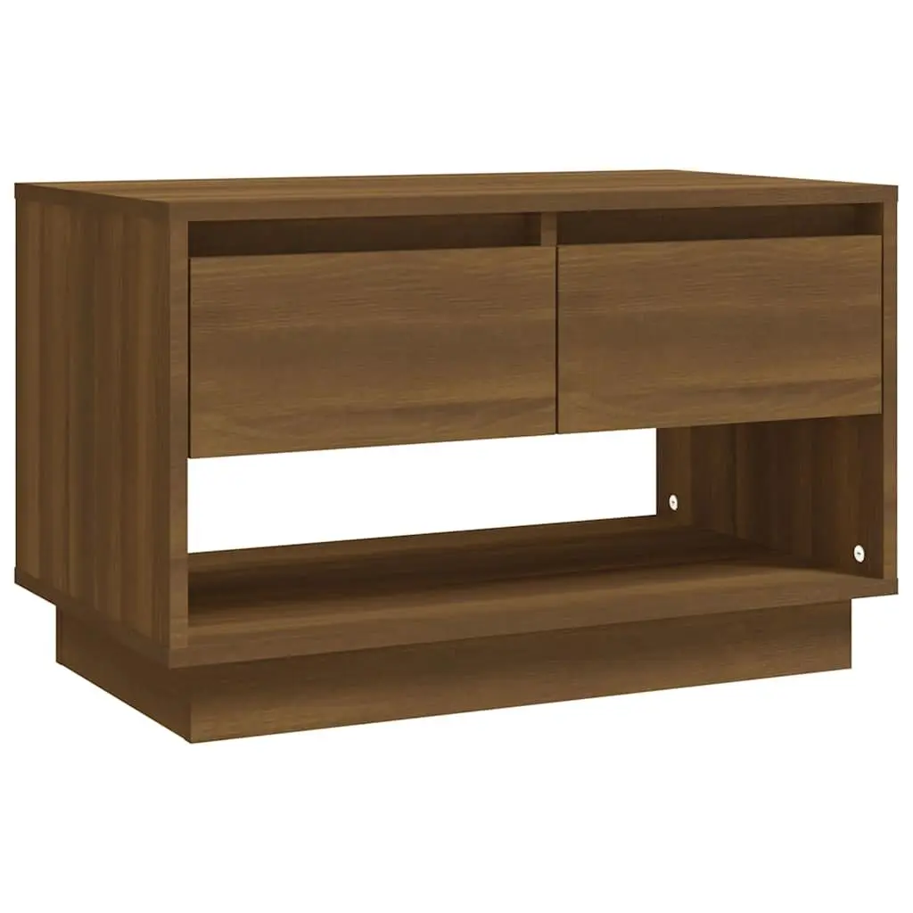 Brown Oak TV Cabinet with Drawers and Compartment