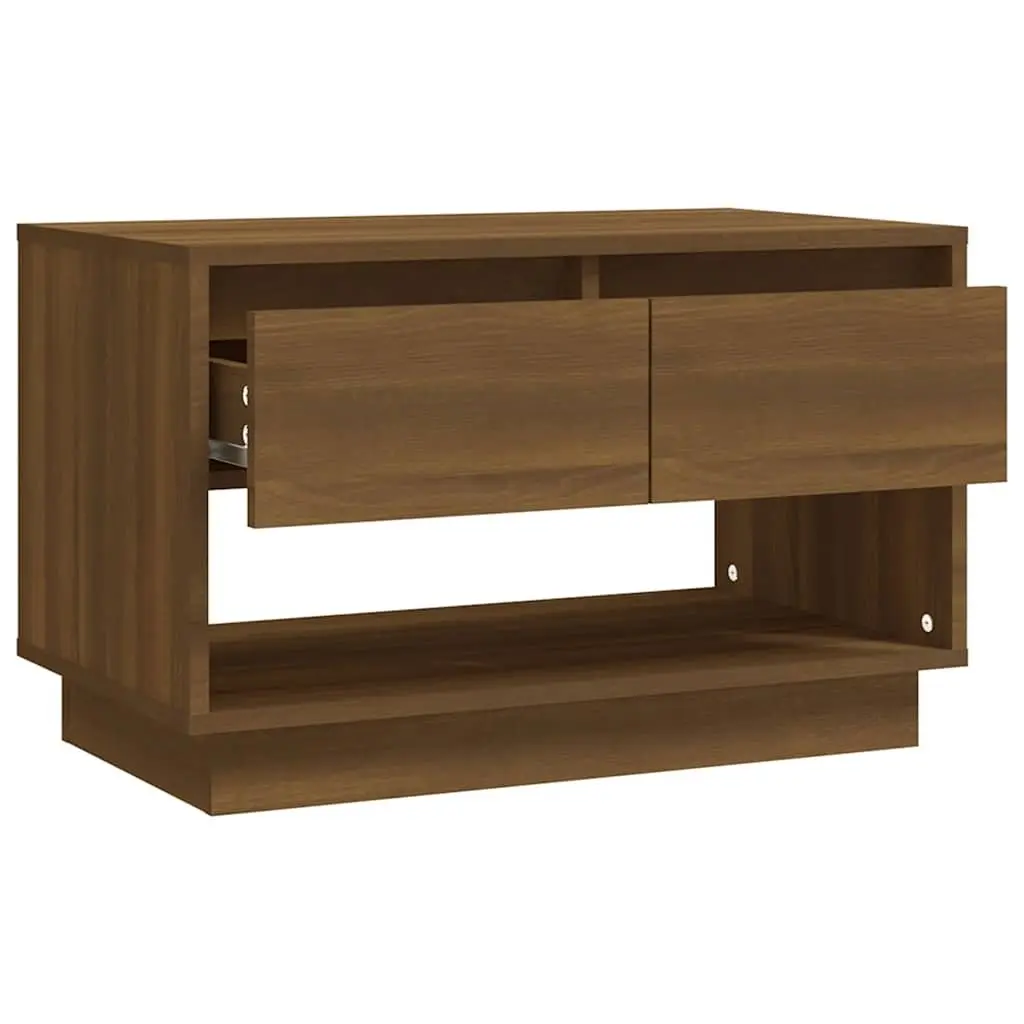 Brown Oak TV Cabinet with Drawers and Compartment