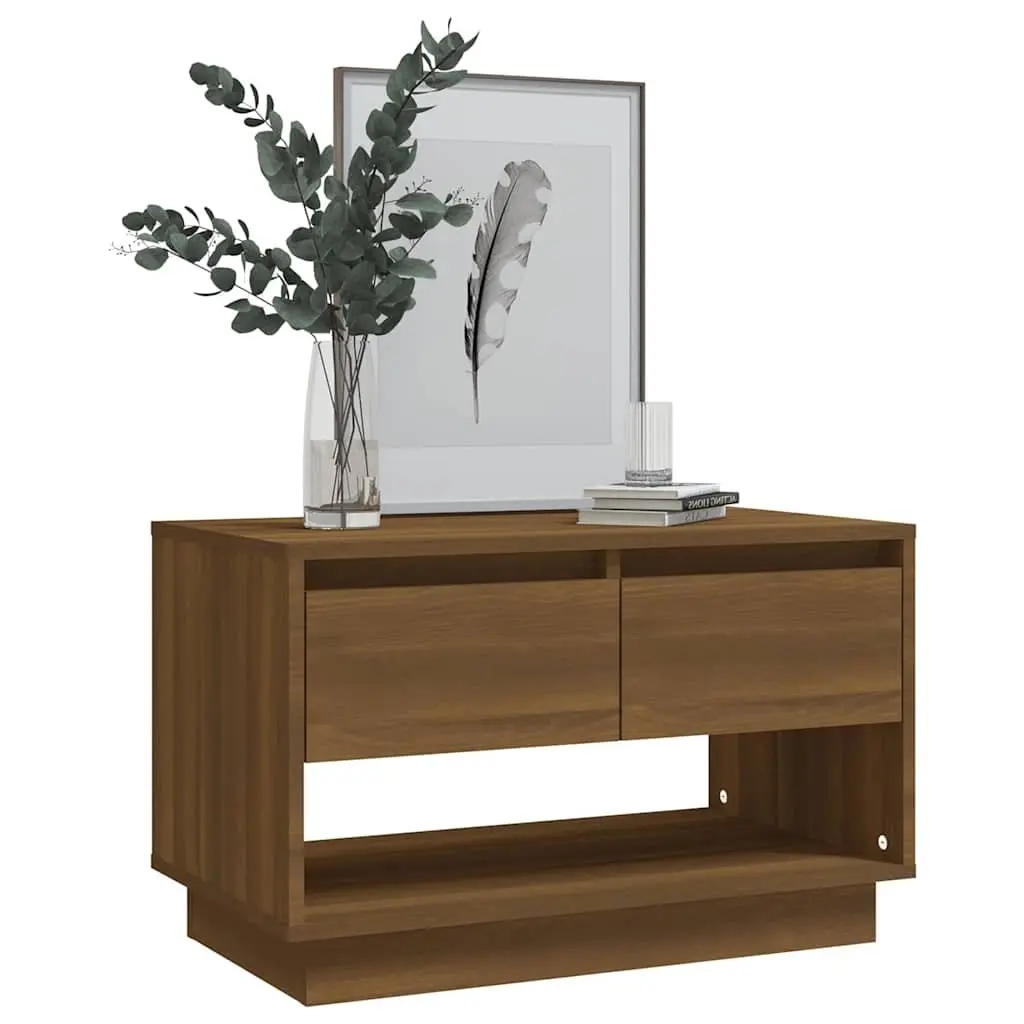 Brown Oak TV Cabinet with Drawers and Compartment