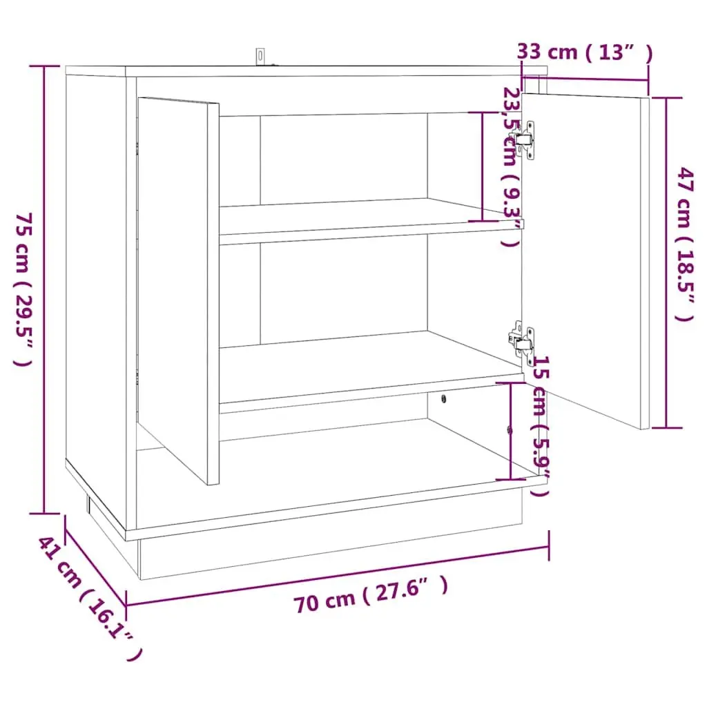 Sideboard Storage Cabinet Brown Engineered Wood Minimalist Design Home Furniture