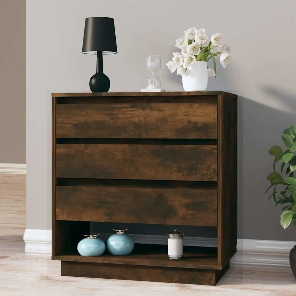 Brown Sideboard with 3 Drawers and Top Compartment