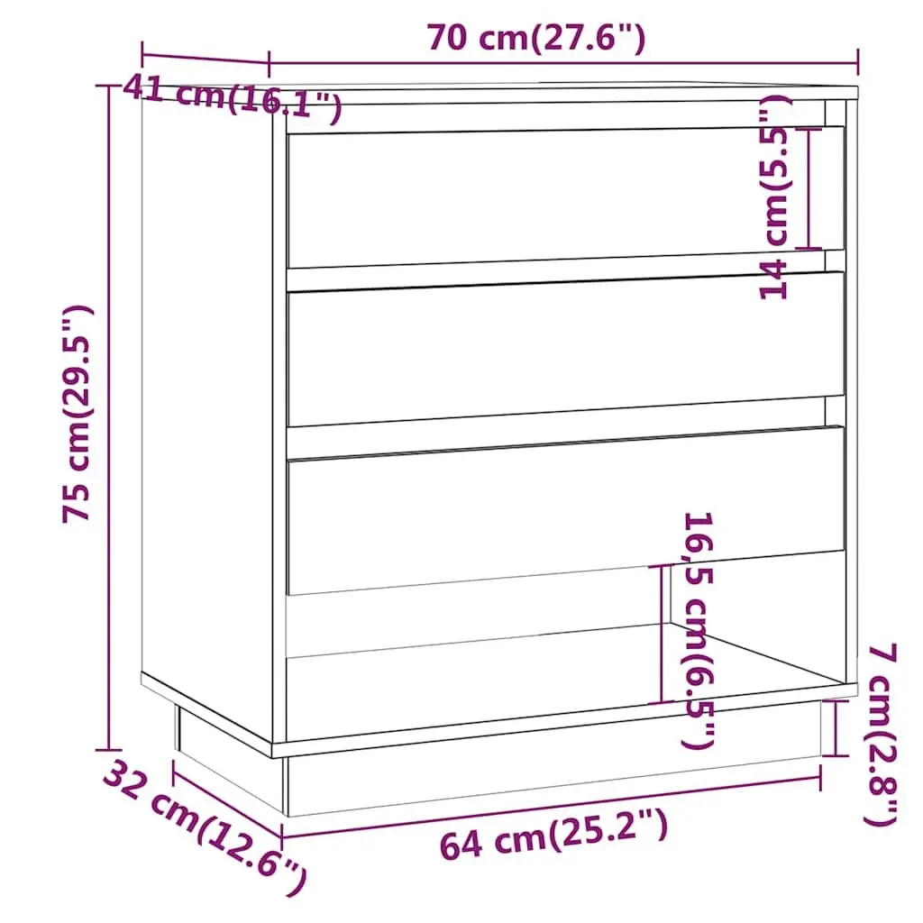 Brown Sideboard with 3 Drawers and Top Compartment