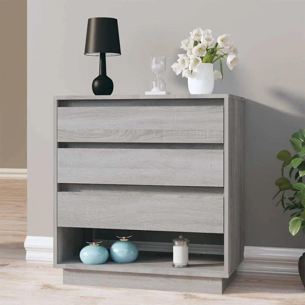Sideboard Grey Sonoma Minimalist Storage Cabinet with 3 Drawers 1 Compartment